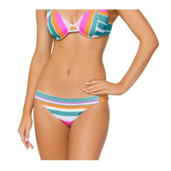 Raisins Multicolor Striped Triple Side Bikini Bottom Large NWT - Picture 1 of 8